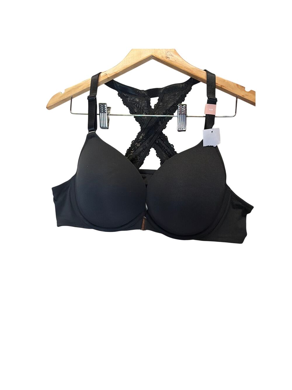 Cacique Smooth‎ Cup Underwire Bra Front Closure Black Lace Back 44B New